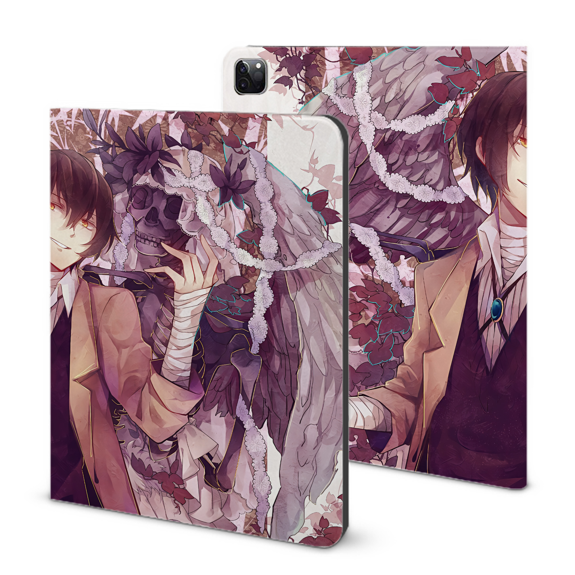 （画像用） 文豪ストレイドッグス Bungo Stray Dogs IPad ケース ブック型 PUレザー TPU 耐衝撃 軽量 薄型 ペン収納なし 全面保護 IPad 各モデル対応
